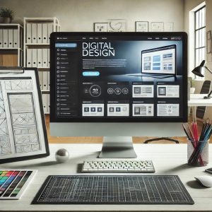 Professional Website Design displayed on a screen in the business office